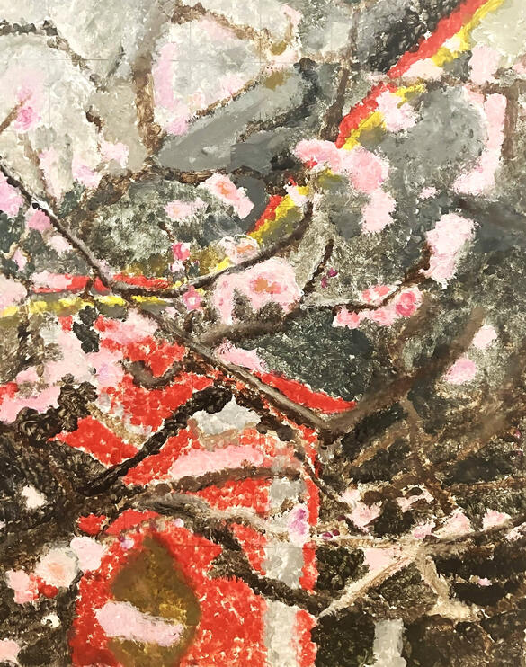 Acrylic Paint Pointillism painting of a picture I took in Japan!